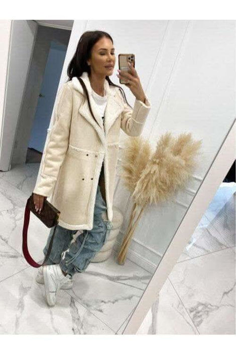 Wynne Lapel Collar Exposed Seam Buttoned Coat - SwagglyLife Home & Fashion